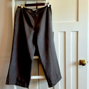 Eileen Fisher linen— heavy wide leg natural linen cropped pants